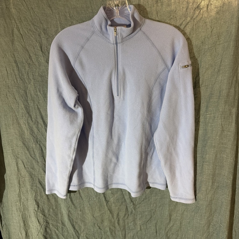 LL Bean Womens Light Blue Quarter Zip Fleece Pullover Sweater Small Fleece